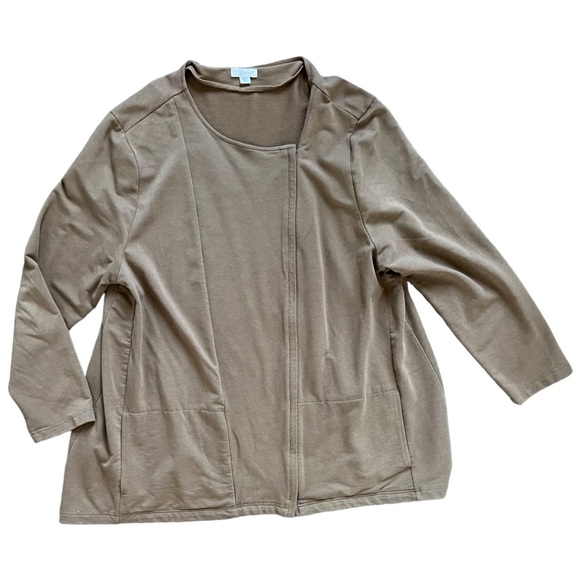 J. Jill Pure Jill Nutmeg Brown Pima Cotton Modal Zip Up Sweater Jacket size XL - Picture 2 of 8